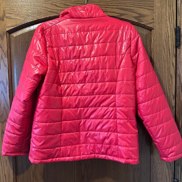 IZOD Women's Quilted Puffer Jacket Bright Pink Full Zip Stand Collar Size L - Picture 4 of 7